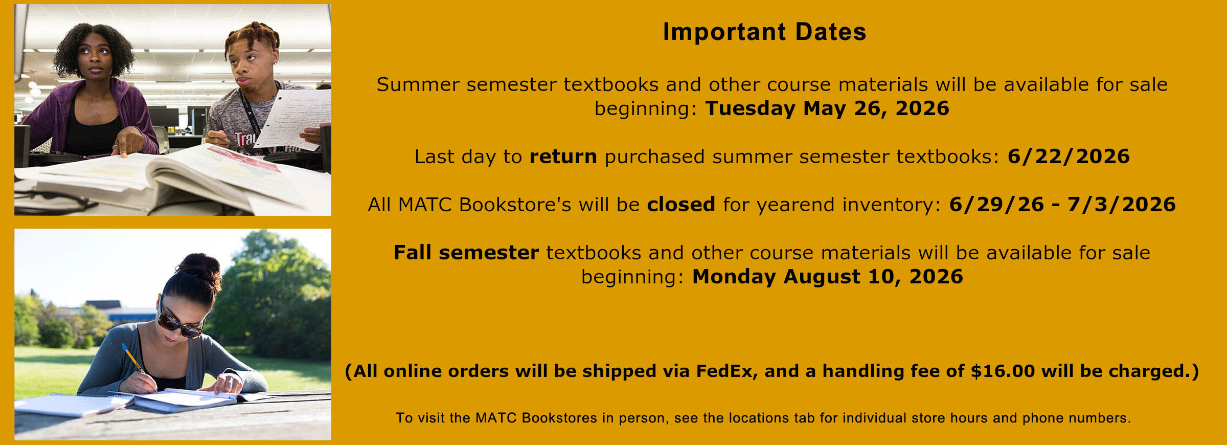 MATC Important Dates