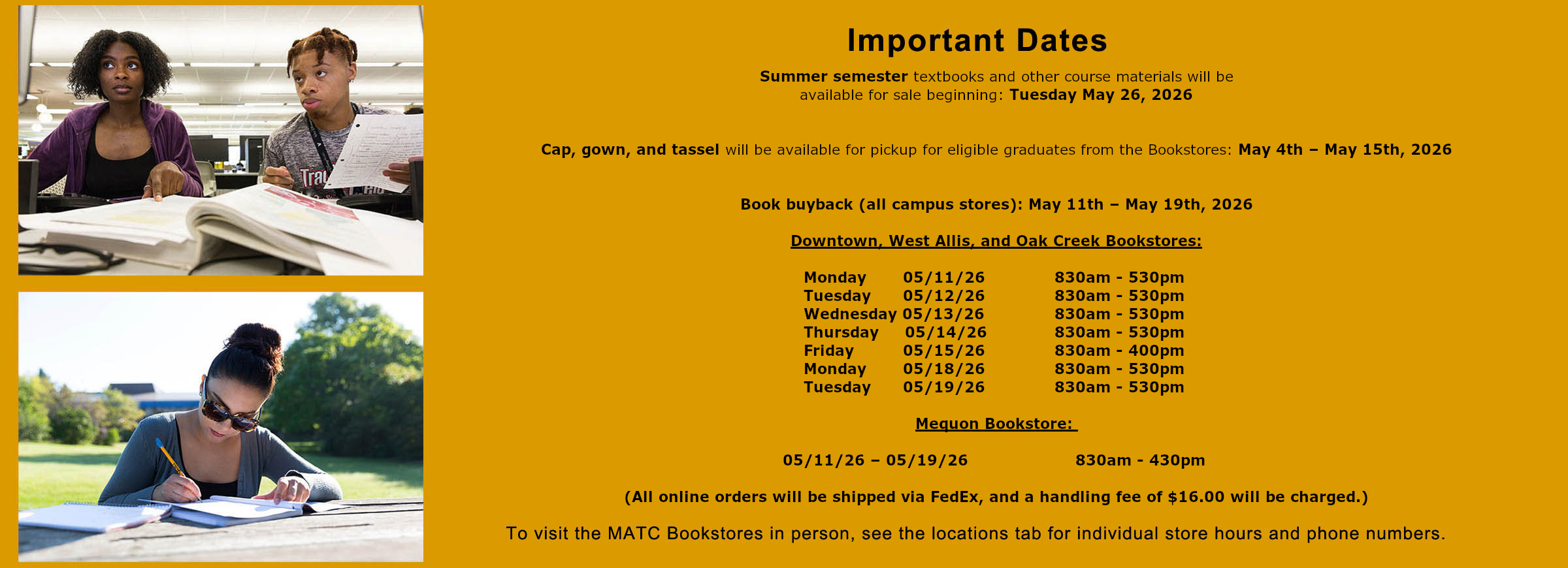 MATC Important Dates